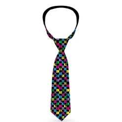 Buckle-Down Necktie - Musical Checkers Black/Neon