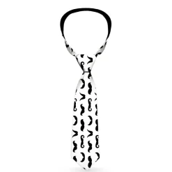 Buckle-Down Necktie - Mustaches Straight White/Black