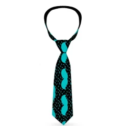 Buckle-Down Necktie - Mustaches Scattered Black/Turquoise