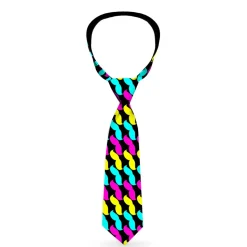 Buckle-Down Necktie - Mustache Monogram Black/Fuchsia/Turquoise/Yellow