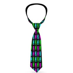 Buckle-Down Necktie - PARTY TIME! Black/Green/Turquoise/Fuchsia