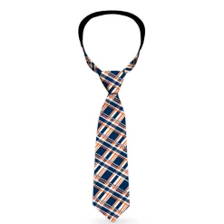Buckle-Down Necktie - Plaid X3 Navy/Orange/White