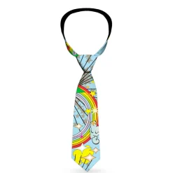 Buckle-Down Necktie - Rainbow Cloud Stars Baby Blue