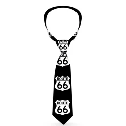 Buckle-Down Necktie - ROUTE 66 Highway Sign Repeat Black/White
