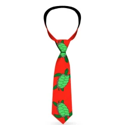 Buckle-Down Necktie - Sea Turtles Red/Green