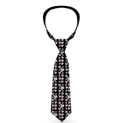 Buckle-Down Necktie - Skulls & Stars Black/White/Pink