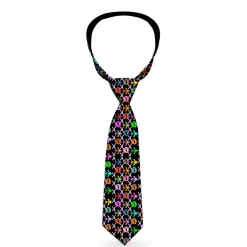 Buckle-Down Necktie - Skull & Fleur-de-Lis Black/Multi Color