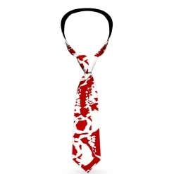 Buckle-Down Necktie - Skull Yard Red/White