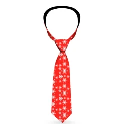 Buckle-Down Necktie - Snowflakes Red/White