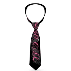 Buckle-Down Necktie - SO CAL Script/Wings Black/Gray/Pink