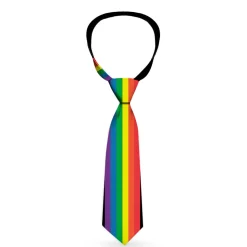 Buckle-Down Necktie - Stripe Black/Rainbow