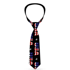 Buckle-Down Necktie - USA w/Star Black/US Flags