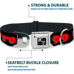 Buckle-Down Seatbelt Buckle Dog Collar - 99 PROBLEMS Black/Red