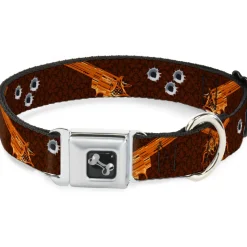 Buckle-Down Seatbelt Buckle Dog Collar - Revolvers Brown/Orange