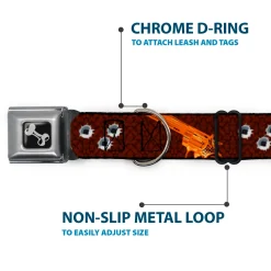 Buckle-Down Seatbelt Buckle Dog Collar - Revolvers Brown/Orange
