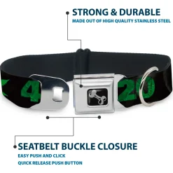 Buckle-Down Seatbelt Buckle Dog Collar - 420/Pot Leaf Black/Smoke/Green