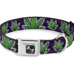 Buckle-Down Seatbelt Buckle Dog Collar - Marijuana Haze Purple