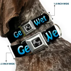 Buckle-Down Seatbelt Buckle Dog Collar - GET WET Black/Baby Blue