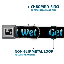 Buckle-Down Seatbelt Buckle Dog Collar - GET WET Black/Baby Blue