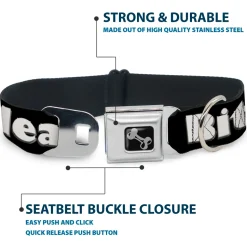 Buckle-Down Seatbelt Buckle Dog Collar - BITCH PLEASE Black/White