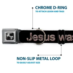 Buckle-Down Seatbelt Buckle Dog Collar - JESUS WAS A JEW Black/Gray