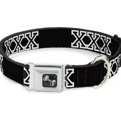 Buckle-Down Seatbelt Buckle Dog Collar - XXX Black/White