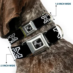 Buckle-Down Seatbelt Buckle Dog Collar - XXX Black/White