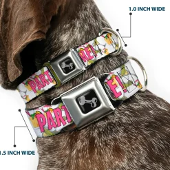 Buckle-Down Seatbelt Buckle Dog Collar - PARTY TIME! w/Drinks
