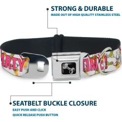 Buckle-Down Seatbelt Buckle Dog Collar - PARTY TIME! w/Drinks
