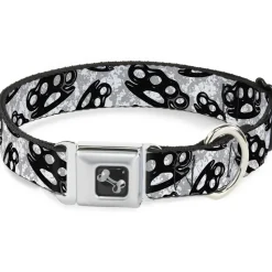 Buckle-Down Seatbelt Buckle Dog Collar - Brass Knuckles White/Gray/Black
