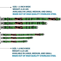 Buckle-Down Seatbelt Buckle Dog Collar - ONE OF US LIKES BIG STICKS/Sticks Black/Brown/Green