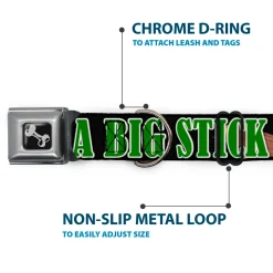 Buckle-Down Seatbelt Buckle Dog Collar - ONE OF US LIKES BIG STICKS/Sticks Black/Brown/Green