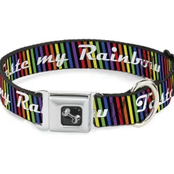 Buckle-Down Seatbelt Buckle Dog Collar - TASTE MY RAINBOW Black/Multi Color