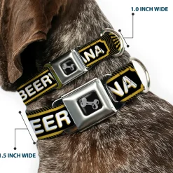 Buckle-Down Seatbelt Buckle Dog Collar - Beer Pint/BEERVANA Rays/Waves Black/Olive