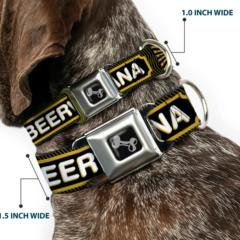 Buckle-Down Seatbelt Buckle Dog Collar - Beer Pint/BEERVANA Rays/Waves Black/Olive