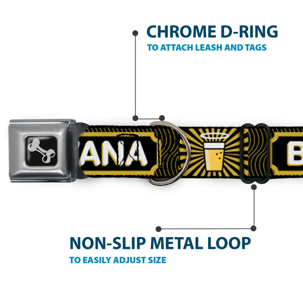 Buckle-Down Seatbelt Buckle Dog Collar - Beer Pint/BEERVANA Rays/Waves Black/Olive
