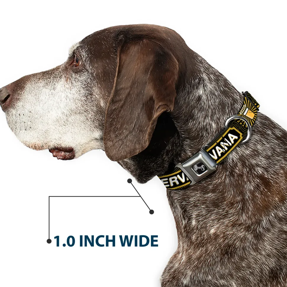 Buckle-Down Seatbelt Buckle Dog Collar - Beer Pint/BEERVANA Rays/Waves Black/Olive