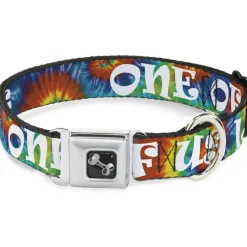 Buckle-Down Seatbelt Buckle Dog Collar - ONE OF US LIKES GRASS/Tie Dye Multi Color/White