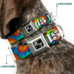 Buckle-Down Seatbelt Buckle Dog Collar - ONE OF US LIKES GRASS/Tie Dye Multi Color/White