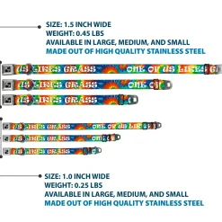 Buckle-Down Seatbelt Buckle Dog Collar - ONE OF US LIKES GRASS/Tie Dye Multi Color/White