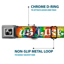 Buckle-Down Seatbelt Buckle Dog Collar - ONE OF US LIKES GRASS/Tie Dye Multi Color/White