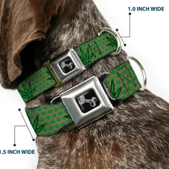 Buckle-Down Seatbelt Buckle Dog Collar - Marijuana Garden Tan/Green