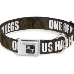 Buckle-Down Seatbelt Buckle Dog Collar - ONE OF US HAS HAIRY LEGS/Fur Tan/White