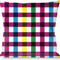 Buckle-Down Throw Pillow - Buffalo Plaid White/Multi Color