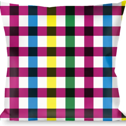 Buckle-Down Throw Pillow - Buffalo Plaid White/Multi Color