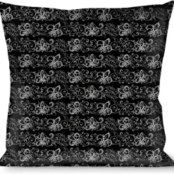 Buckle-Down Throw Pillow - Fleur-de-Lis Outline w/Filigree Black/Gray