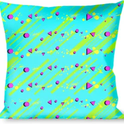 Buckle-Down Throw Pillow - Eighties Party Blue/Yellow/Pink