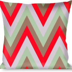 Buckle-Down Throw Pillow - Zig Zag White/Tan/Gray/Red