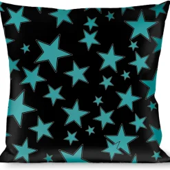 Buckle-Down Throw Pillow - Stars/Multi Stars Black/Turquoise