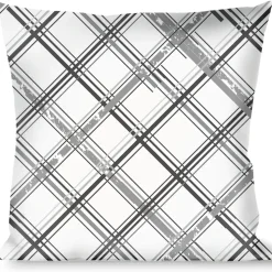 Buckle-Down Throw Pillow - Plaid X Weathered White/Gray